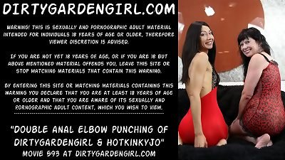 double assfuck elbow fisting and punching of Dirtygardengirl & Hotkinkyjo